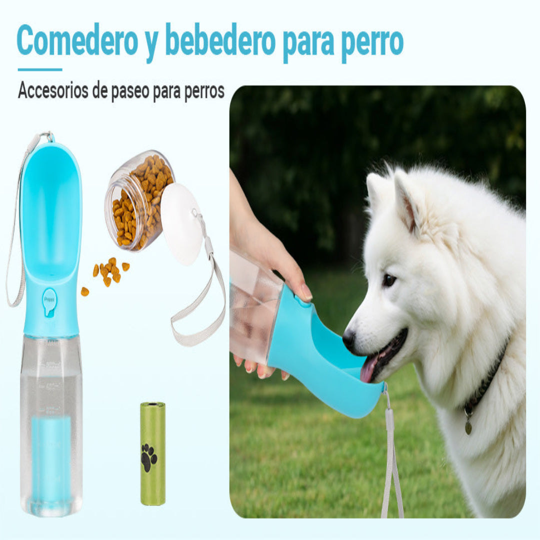 Botella de Agua para Perros 3 en 1
