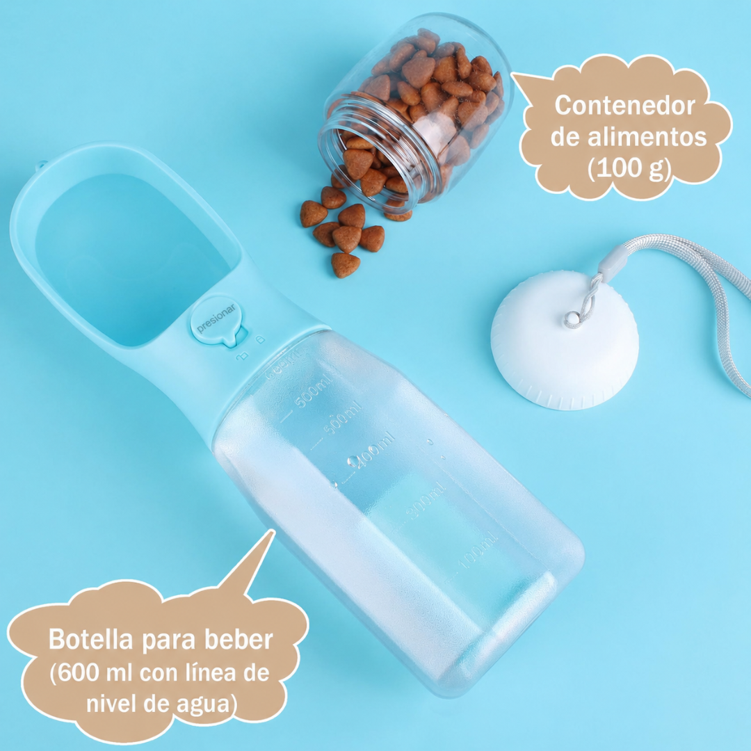 Botella de Agua para Perros 3 en 1